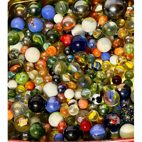 300 - Collection Of Vintage Glass Various Sized Marbles Some Displaying Carton Faces.