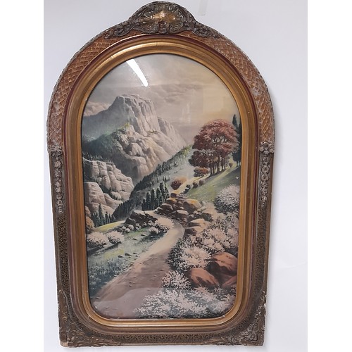 296 - Framed and Glazed Print of a Mountain Scene, 61cm x 38cm