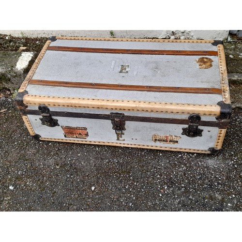 307 - Metal Trunk locked, 32cm x 54cm x 104cm