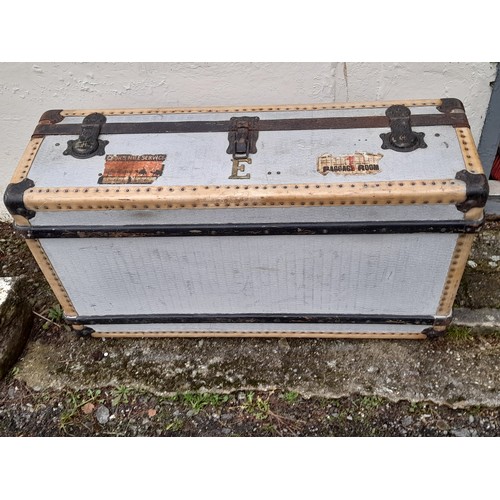 307 - Metal Trunk locked, 32cm x 54cm x 104cm