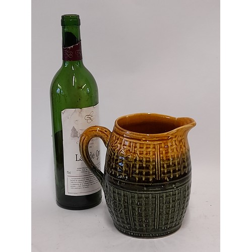 470 - Majolica Pottery Jug with Basket weave Pattern, 16cm high