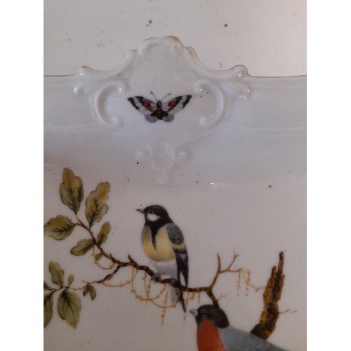 480 - West German Porcelain Tray With Bird Dipiction, 25cm x 18cm