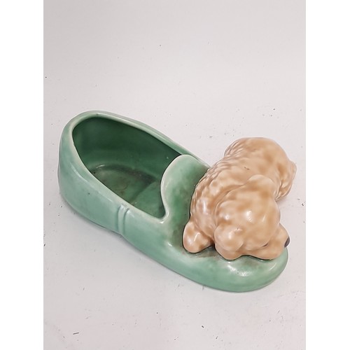 314 - Sylvac Ware, Dog on a Slipper, 15cm long