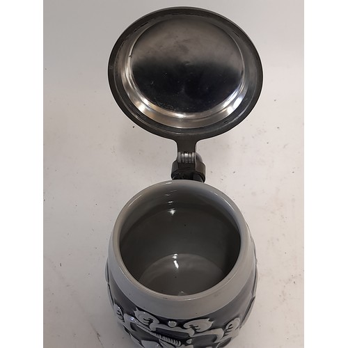 334 - German Stein with Pewter Lid 0.5ltr