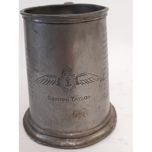 335 - Military Interest Presentation Pewter Mug, 12cm high