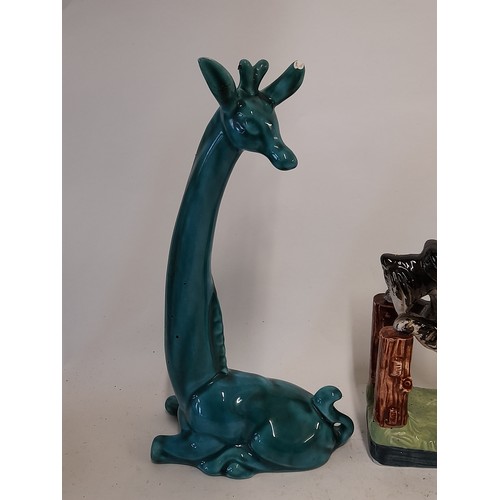 341 - 2 x Ceramic animals, Giraffe and a Terrier, GIRAFFE 24cm high