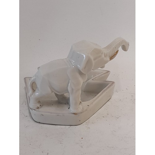 342 - German Ceramic Elephant Pin Tray, 9cm x 9cm x 10cm