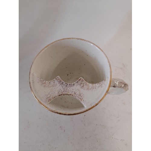 508 - China Moustache Cup with Floral Transfer pattern