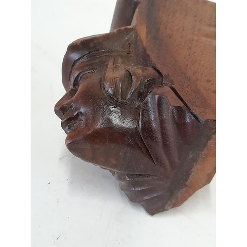 514 - Carved Wood Mans Head, 10cm x 7cm