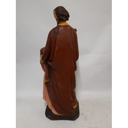 520 - Large Plaster Religious Figure of St Joseph and Child, 62cm high