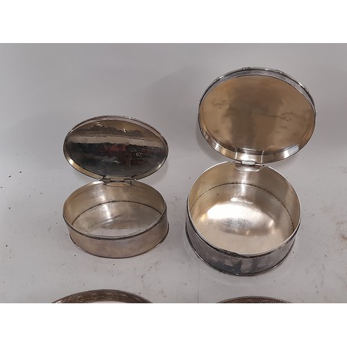 553 - 4 x Silver Plate Items to include 2 x coasters and 2 x Trinket Boxes, Largest 6cm high x 13cm diamet... 