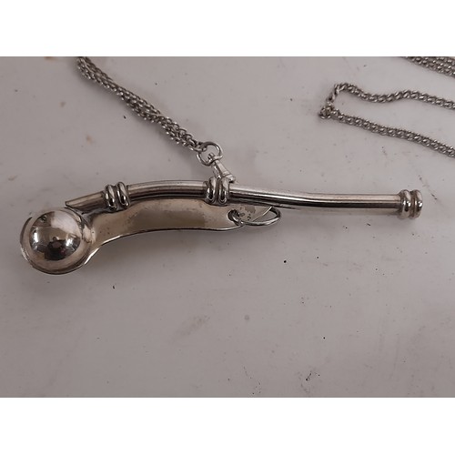 559 - Silver Coloured Boatswain Whistle and Chain