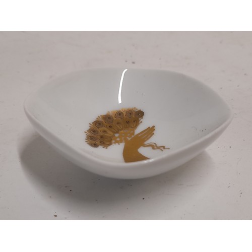 569 - Ceramic German Rosenthal Pin Dish with gilt design, 7.5cm x 7.5cm x 3cm