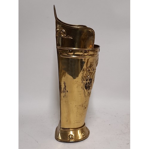 573 - Small Brass Scuttle 40cm high with Copper Shovel