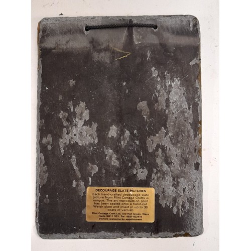 578 - Welsh Slate 15cm x 22cm with Picture of a Vintage Aircraft to one side