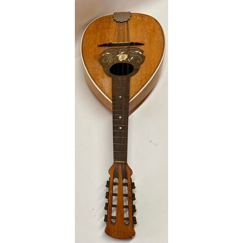 German Vintage Flower Inlay Decoration String Mandolin. 62cm x 24cm x 10cm.