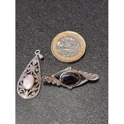 587 - Silver Marked Brooch and a 925 Marked Pendant     (2)