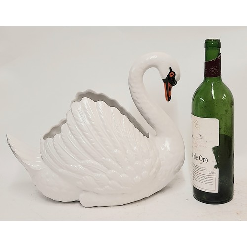 620 - Large Ceramic Swan Planter, 28cm high x 35cm long