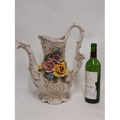 622 - Large Capodimonte Ewer, 41cm high