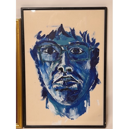 624 - 2 x Framed and Glazed Portraits, 1 watercolour and 1 Acrylic on paper, largest 33cm x 48cm