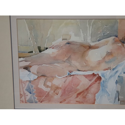 626 - Framed and Glazed Watercolour of a reclining nude, 65cm x 5cm