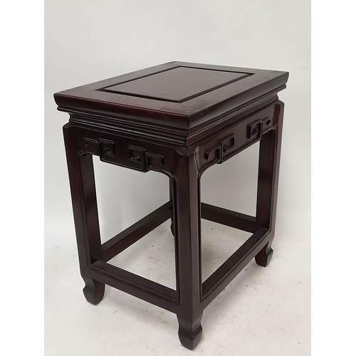 630 - Chinese Hardwood Side Table/ Lamp Stand, 30cm x 23cm x 37cm