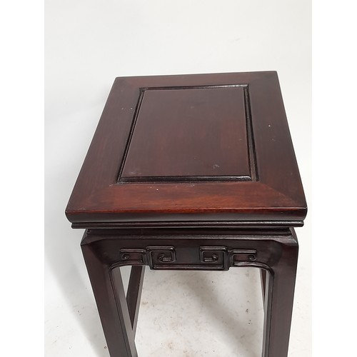 630 - Chinese Hardwood Side Table/ Lamp Stand, 30cm x 23cm x 37cm