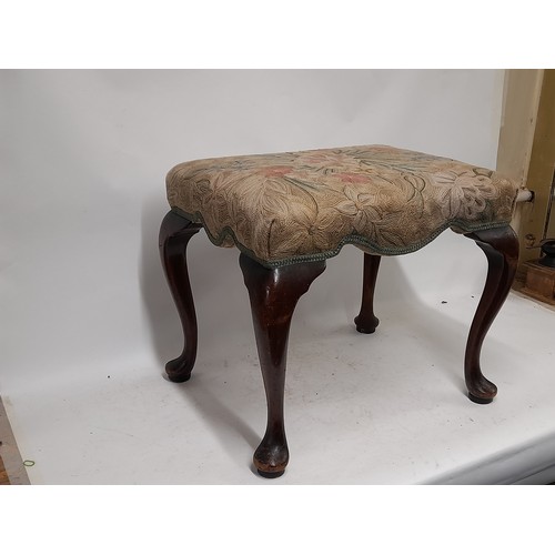 636 - Upholstered Piano Stool with Cabriole legs on Pad Feet, 56cm x 43cm x 48cm