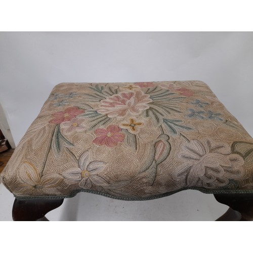 636 - Upholstered Piano Stool with Cabriole legs on Pad Feet, 56cm x 43cm x 48cm