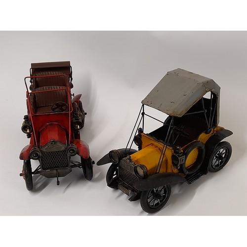 656 - 2 x Metal Vintage Cars for Display, longest 34cm