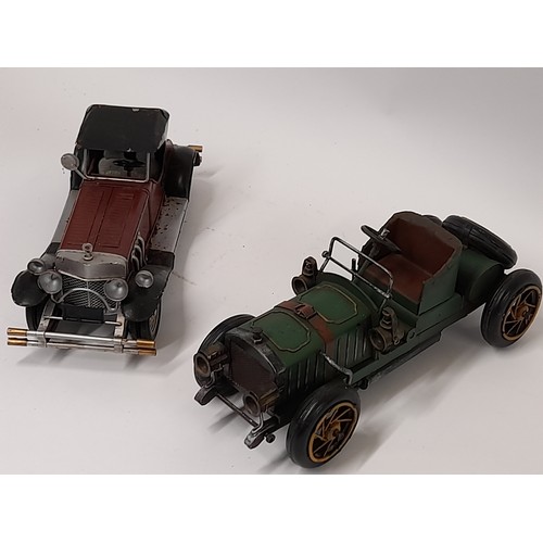 658 - 2 x Vintage Metal Cars For Display, 33cm long