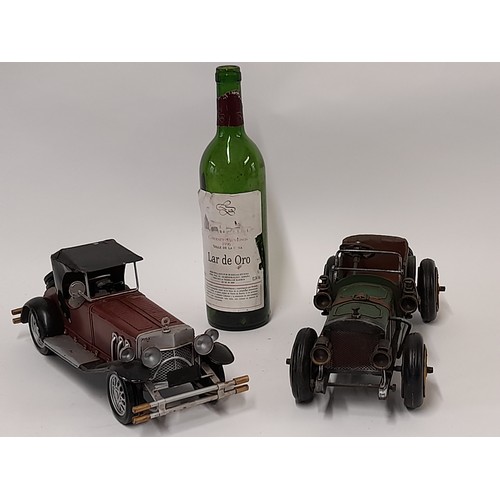 658 - 2 x Vintage Metal Cars For Display, 33cm long