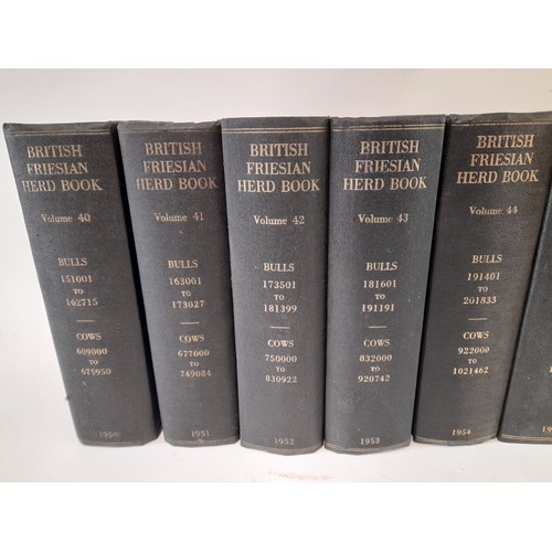 684 - 10 x Volumes British Friesian Herd Book covering 1950 to 1959. Volume numbers 40-49