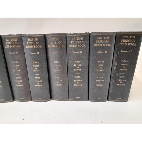 684 - 10 x Volumes British Friesian Herd Book covering 1950 to 1959. Volume numbers 40-49