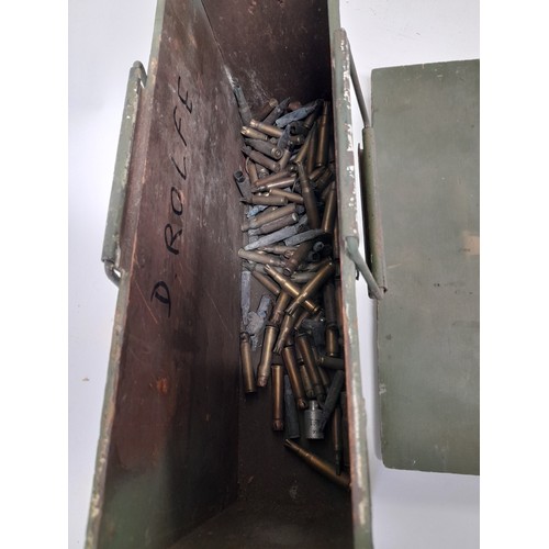 698 - Wooden Ammo Box containing spent Bullets, Box Containing 4 brushes including one manufactured at HMP... 