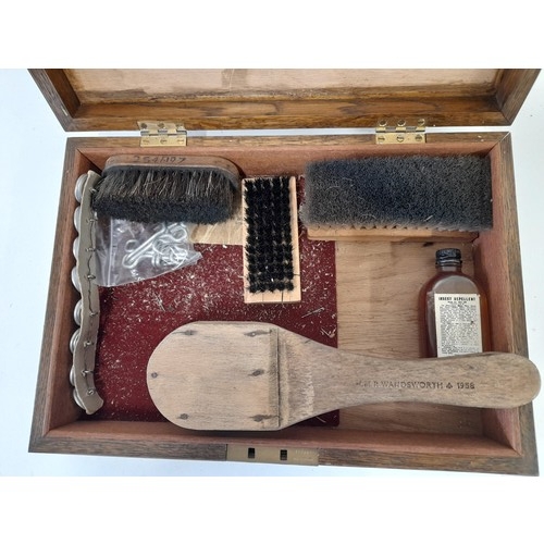 698 - Wooden Ammo Box containing spent Bullets, Box Containing 4 brushes including one manufactured at HMP... 