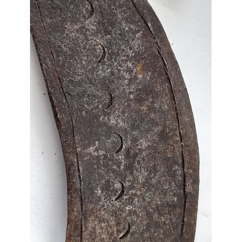 702 - Tribal Throwing Knife having Copper bound handle and signs of decoration to Blade, 43cm x 41cm