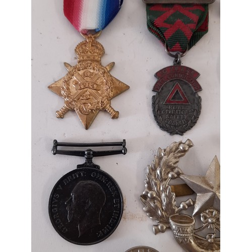 174 - Group of Medals, button and Badge.     (6)