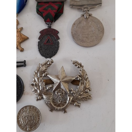 174 - Group of Medals, button and Badge.     (6)