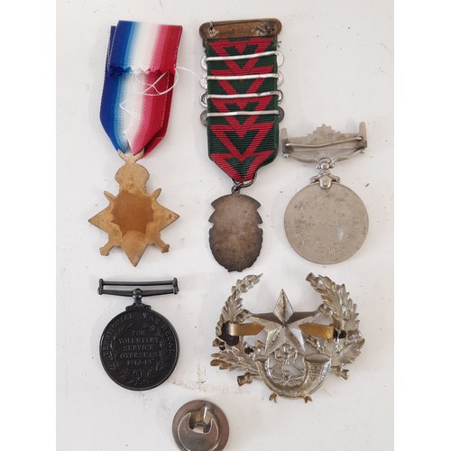 174 - Group of Medals, button and Badge.     (6)