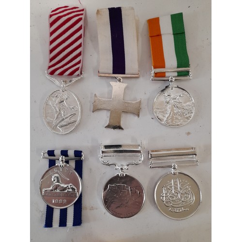 175 - 6 x Replica Military Medals and a Ribbon