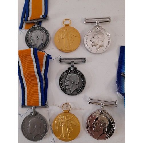 177 - 7 x Replica Military Medals and a Ribbon