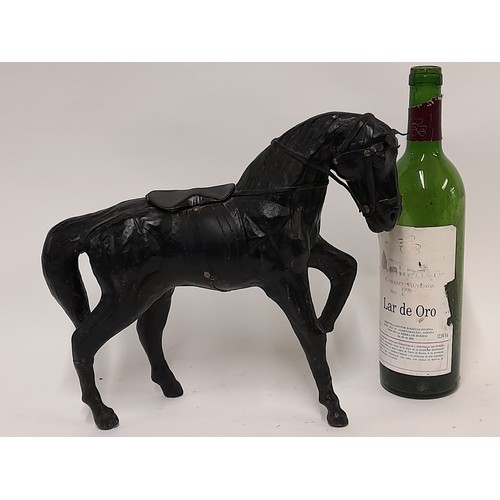 198 - Leather Horse Figure, 32cm x 27cm