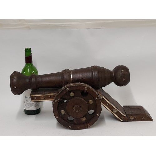 212 - Large Wood Cannon, 25cm high x 58cm long