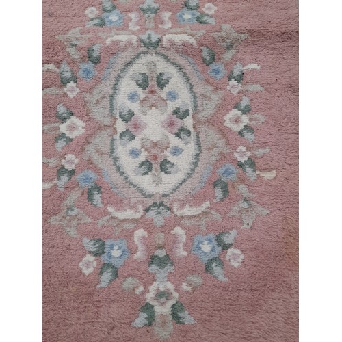 215 - Pink Ground Floral Oval Rug, 155cm x 95cm