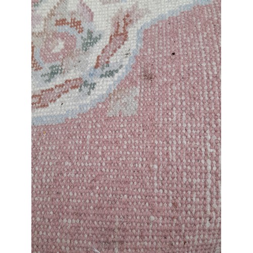 215 - Pink Ground Floral Oval Rug, 155cm x 95cm