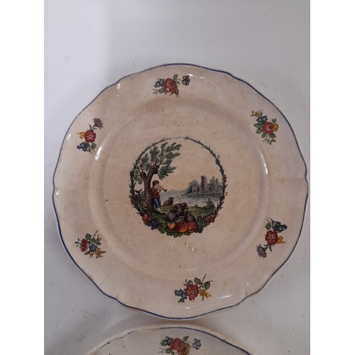 219 - 2 x Villeroy & Boch Watteau Plates, 20cm diameter