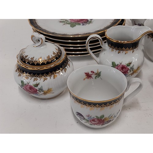 222 - Winterling Baveria, 6 Plates, 6 Cups, 6 Saucers, Sugar Bowl and a Jug, Floral Pattern.     (20)