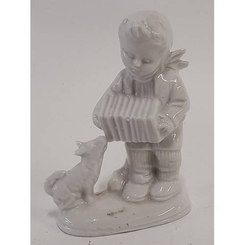 224 - 2 Unmarked Ceramic  Figures of a Boy and Girl, 11cm high