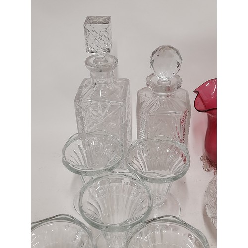 236 - Quantity of Vintage Glassware to include Decanters, Vases, Sundae Bowls etc